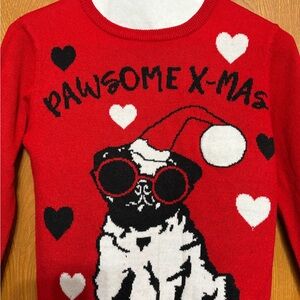 Red Pug Christmas Sweater for Kids